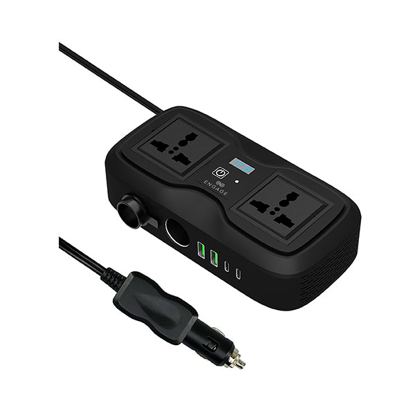 Engage 200W Portable Car Inverter with Dual AC Sockets and 4 Ports - N6AU
