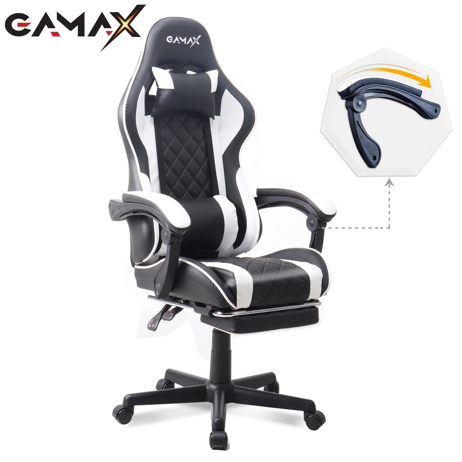 Gamax Gaming Chair Model 1-LT001L with Armrest Retactable