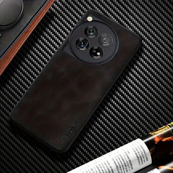 OnePlus 12R Premium Faux Leather Phone Case Grey