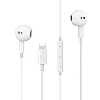 Engage MFI Apple Lightning Wired Earphone White - Future Store