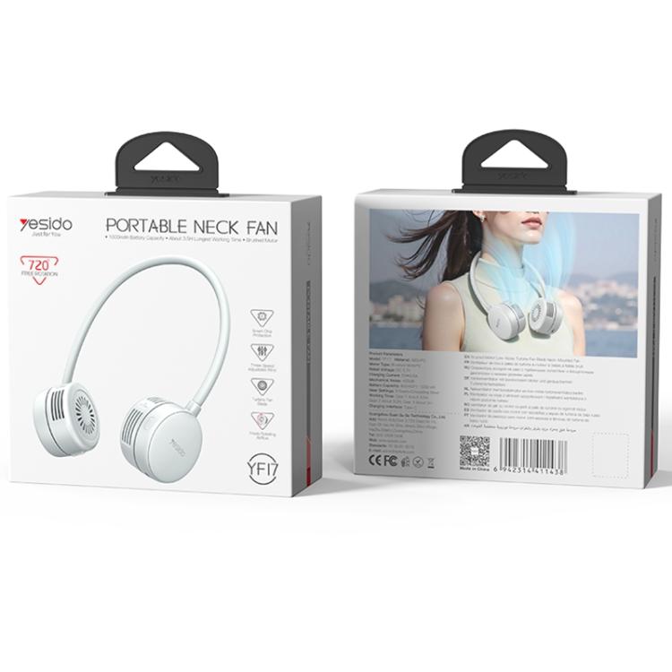 Yesido Yf17 Portable Neck Fan Hands Free 3 Speed Personal Cooling Fan
