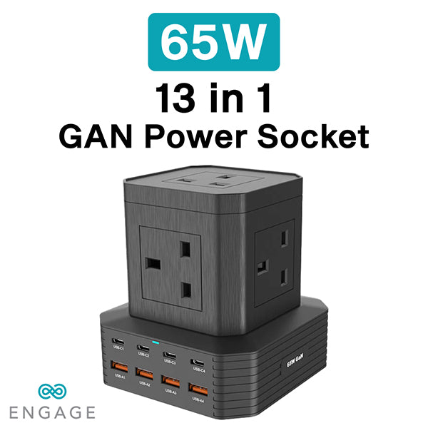 Engage 13 in 1 Ports GaN High Speed 65W Power Socket-WZB7