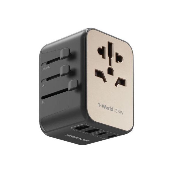 Momax1-World pd 35w 5 ports + ac travel adapter Titanium