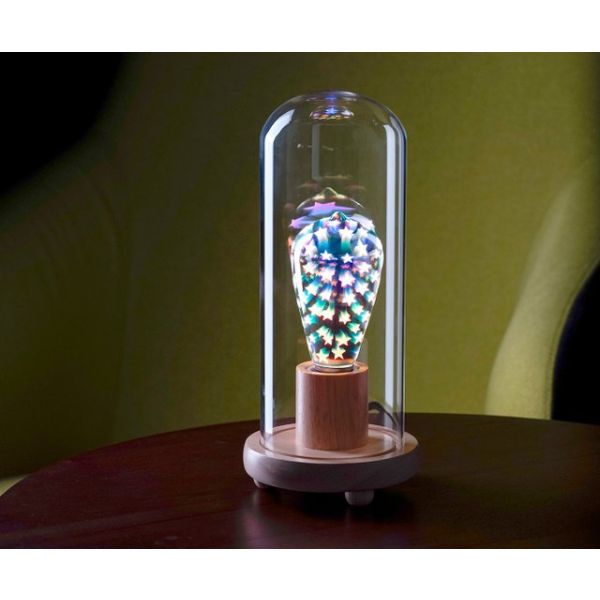 Momax Wooden Lamp Stand with Glass Cover (Dome)
