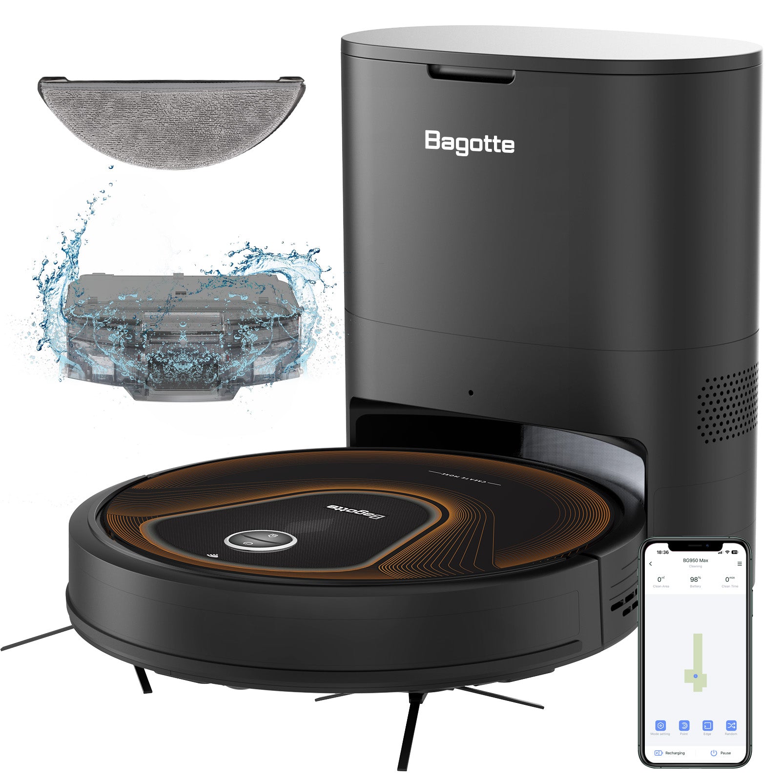 BG950 Max Robot Vaccumm Cleaner(3L/3200Mah/3000Pa)