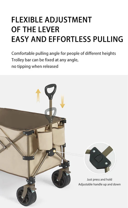 Naturehike TC03 Four-Way With Brakes Folding Trolley - Chestnut Brown