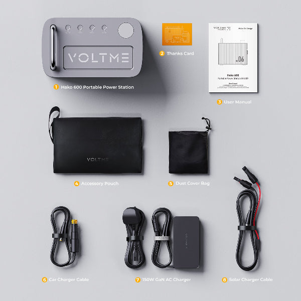 Voltme Hako Portable Power Station HK-600 (Hako Lite) 600W / 577.2WH / Silver / UK Specss