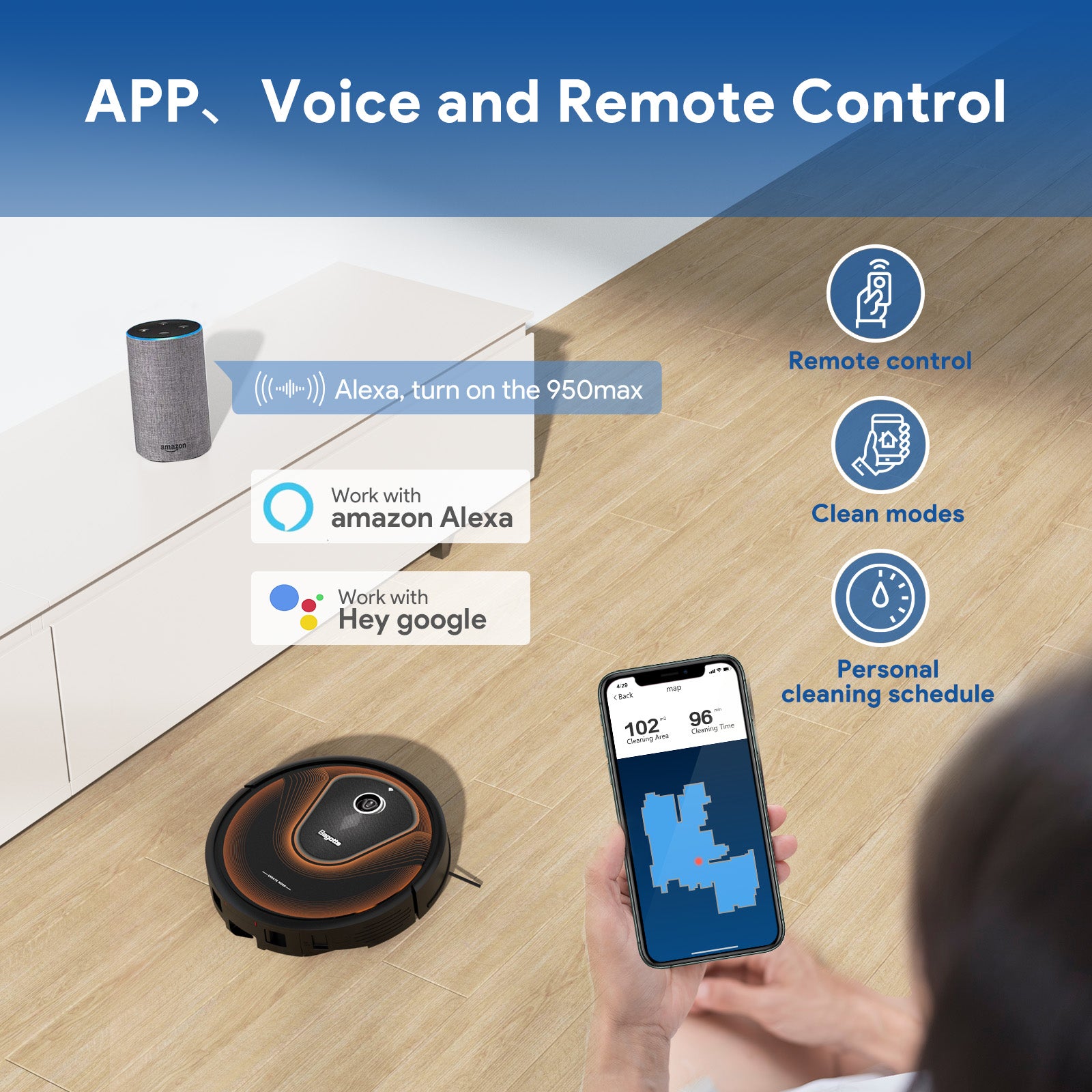 BG950 Max Robot Vaccumm Cleaner(3L/3200Mah/3000Pa)