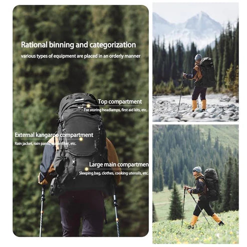 Naturehike Helium Waterproof Hiking Bag - Black L (70L)