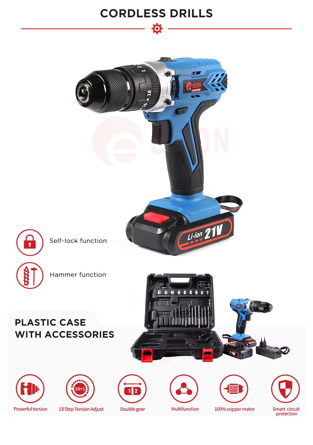 Edon 21V Cordless Drill