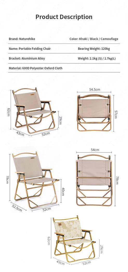 Naturehike MW02 Outdoor Folding Chair - Khaki (S)