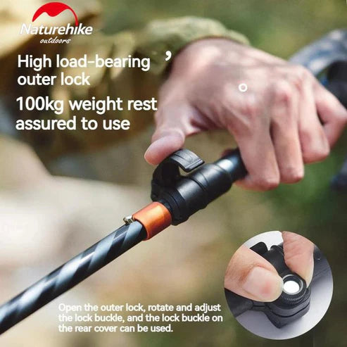 Naturehike Gale ULCarbon- Aluminu- Adjustable Folding  - Deep Space Gray (115-135CM)