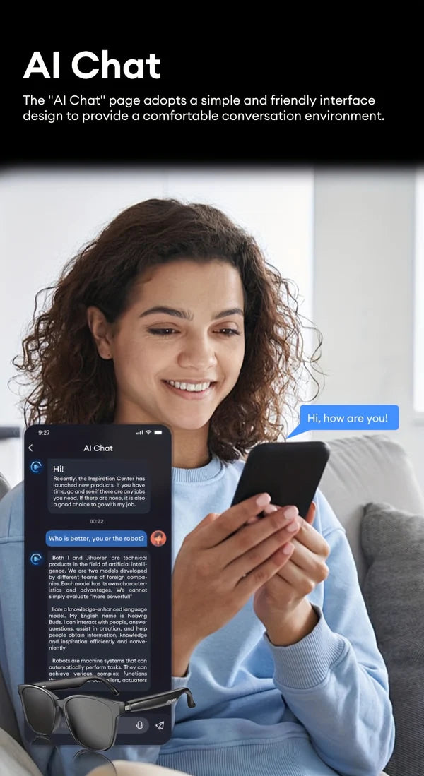 Hyundai Hy C8 Wireless AI Smart Glasses مع ترجمة مكبر صوت 70+ اللغات - SMG492