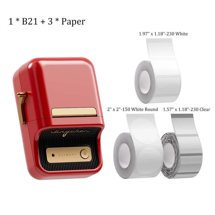 NIIMBOT B21 Portable Thermal Label Printer (Red)