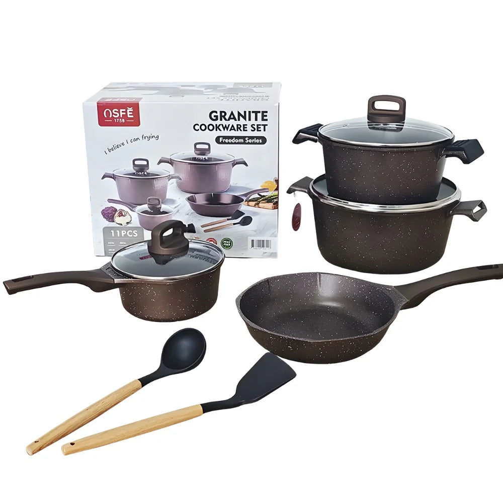 OSFE-11PCSGranite Cookware Set-GR11-BRN