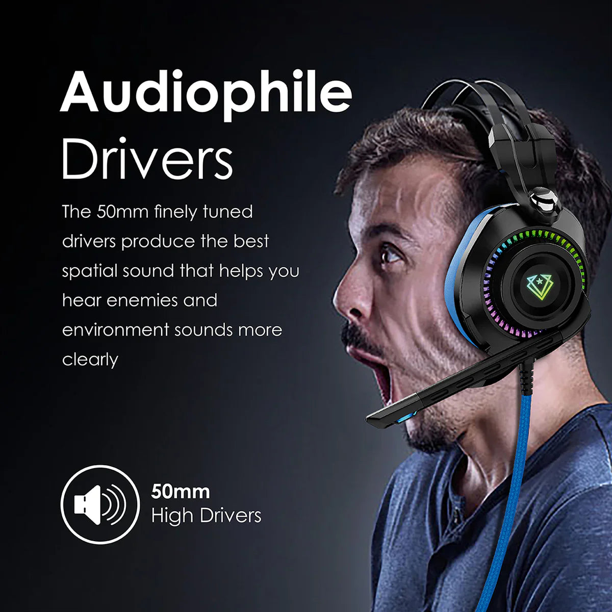 سماعة ألعاب Vertux - Blue - TJrgow5