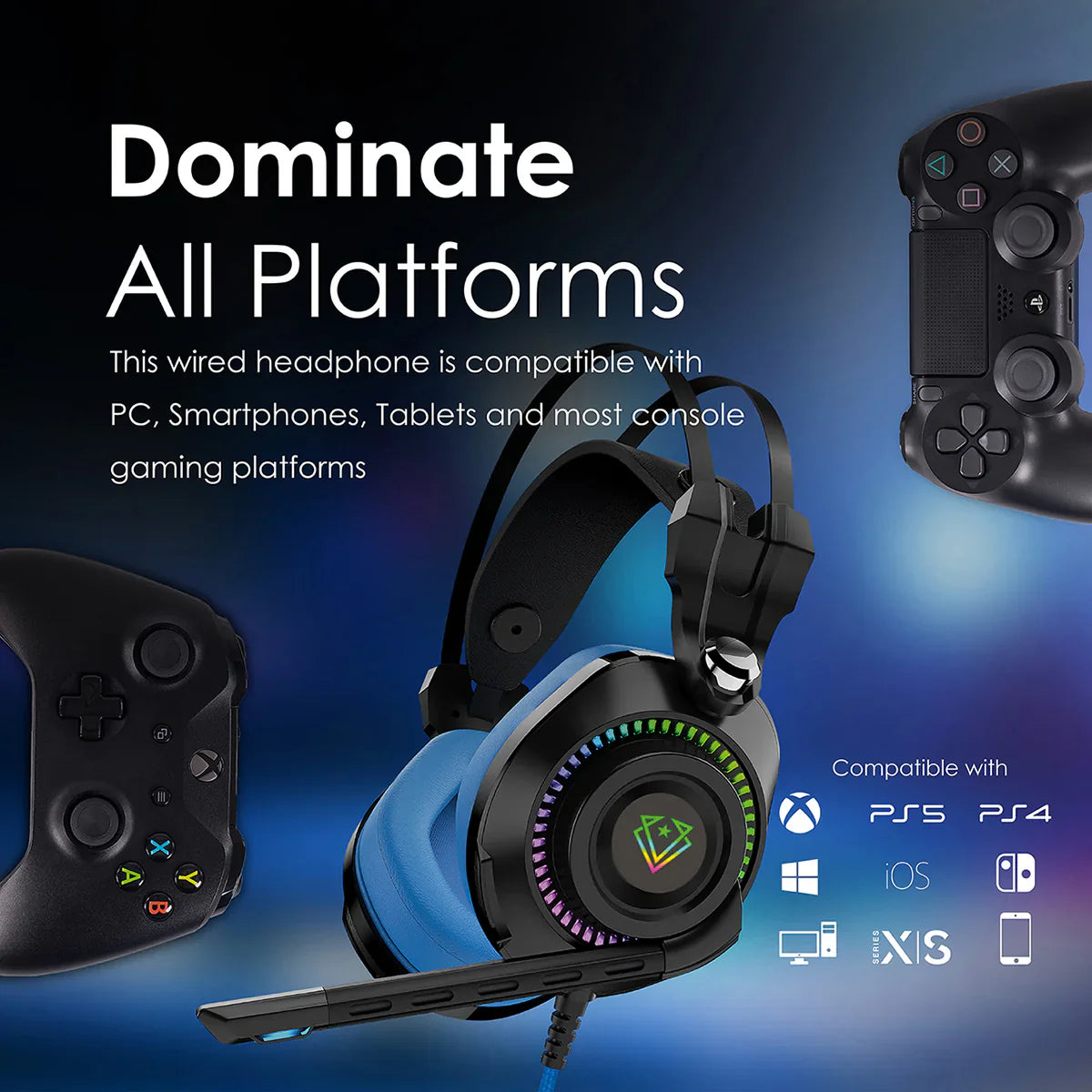 سماعة ألعاب Vertux - Blue - TJrgow5