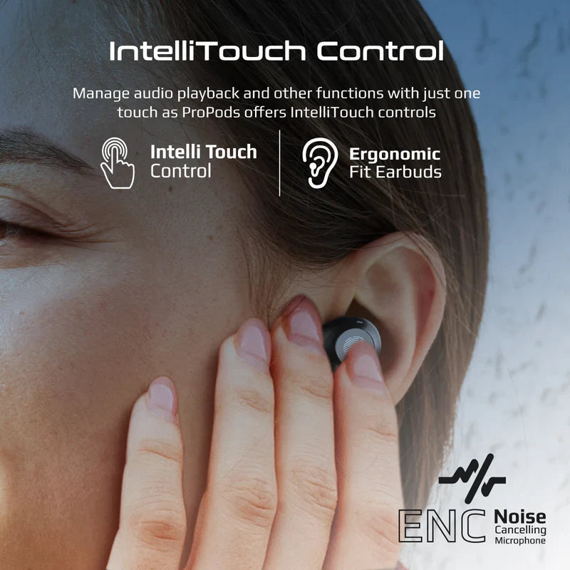 High-Definition ANC TWS Earphones with intellitouch - Black