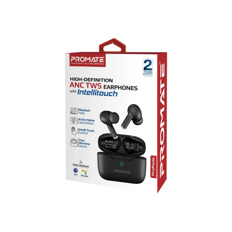 High-Definition ANC TWS Earphones with intellitouch - Black