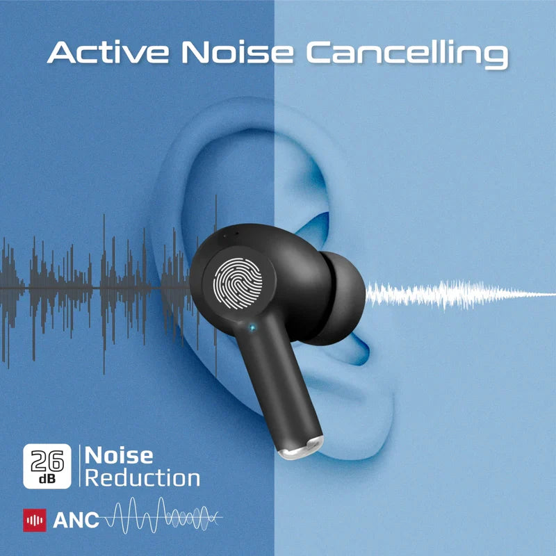 High-Definition ANC TWS Earphones with intellitouch - Black