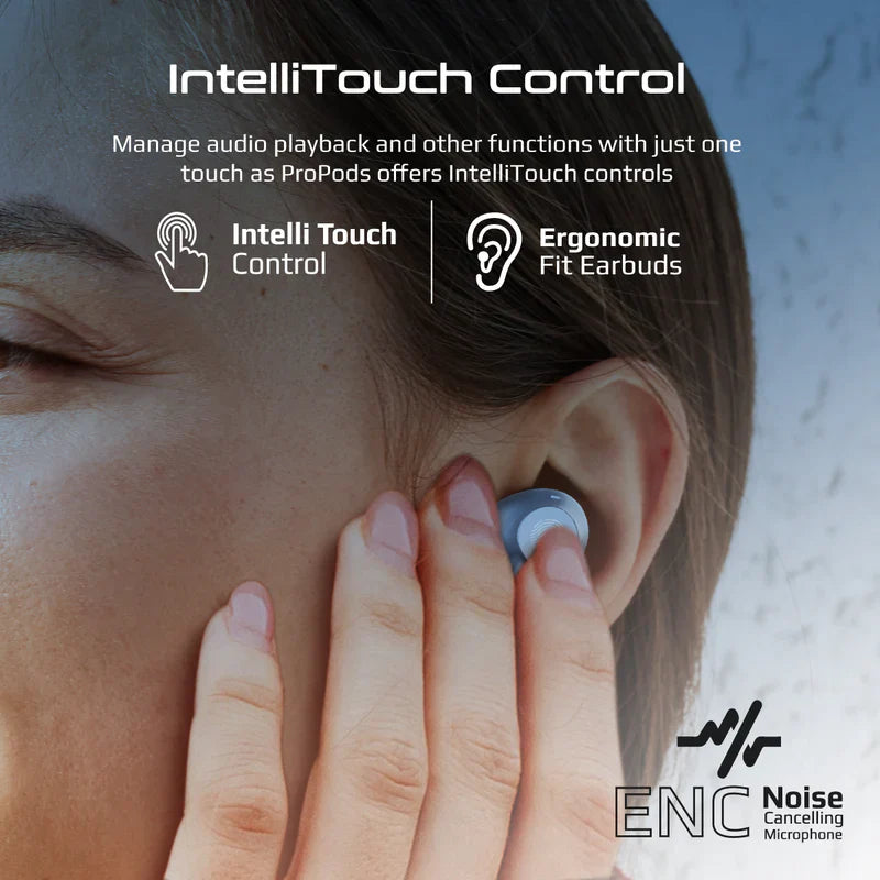 High-Definition ANC TWS Earphones with intellitouch - Blue