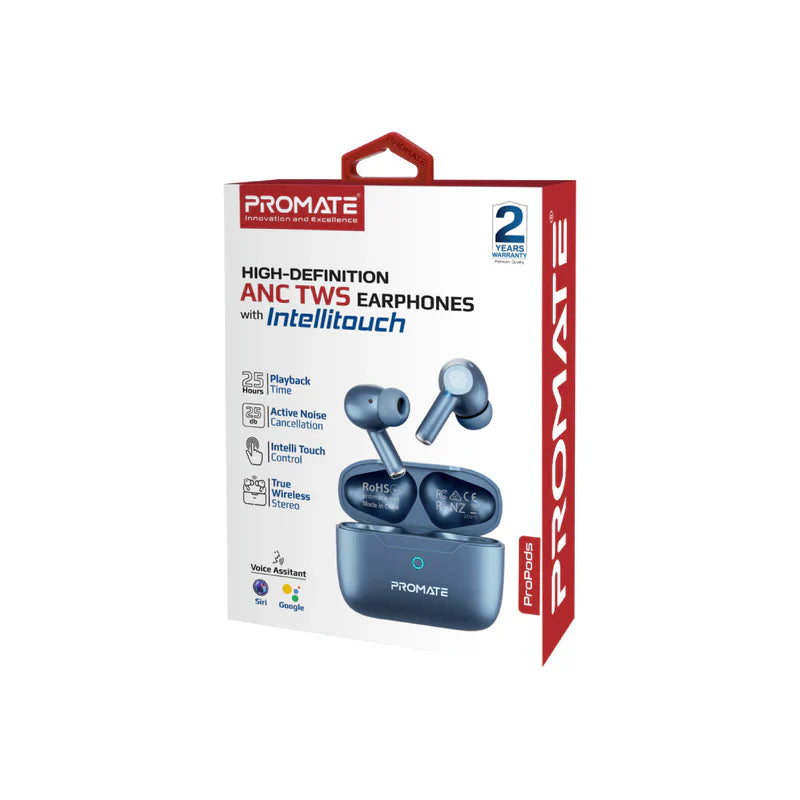 High-Definition ANC TWS Earphones with intellitouch - Blue