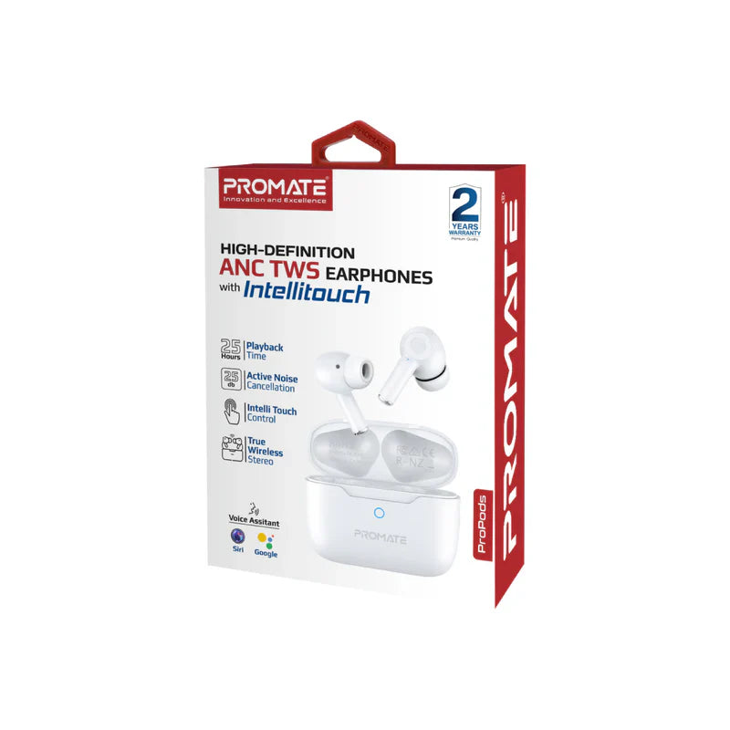 High-Definition ANC TWS Earphones with intellitouch - White