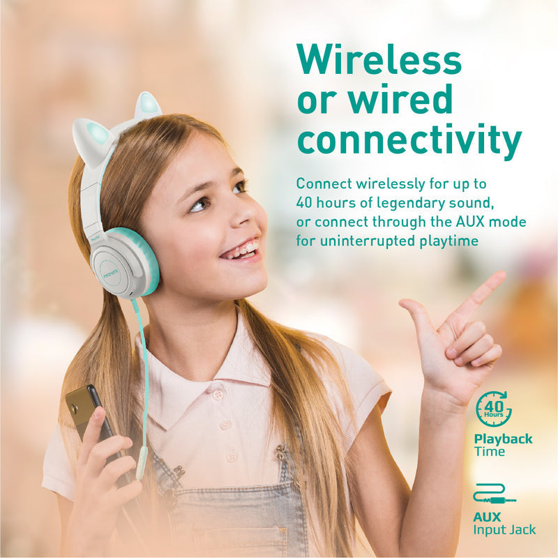 Promate Panda KidSafe Wireless Kids Headset - Aqua - TJR8V0S