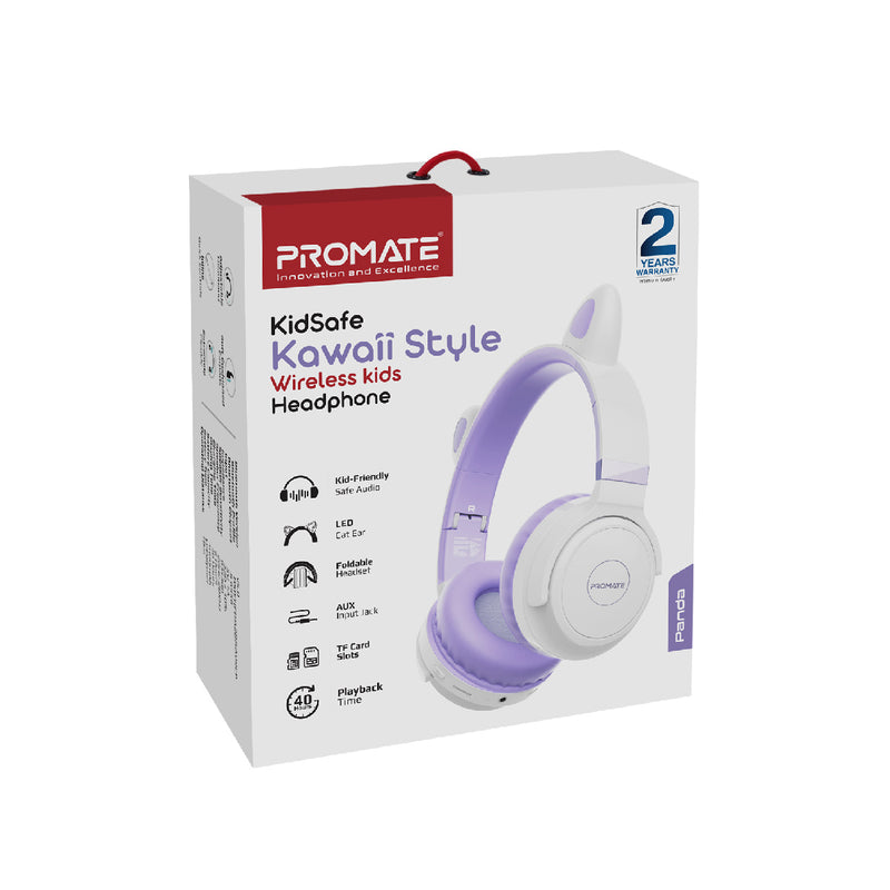 Promate Panda KidSafe Wireless Kids Headset - Lilac - TJR1N8X