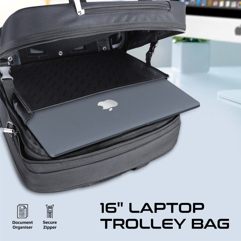 Promate Persona-TR Travel Trolley Bag for 16” Laptop - Black - TJRDWCU