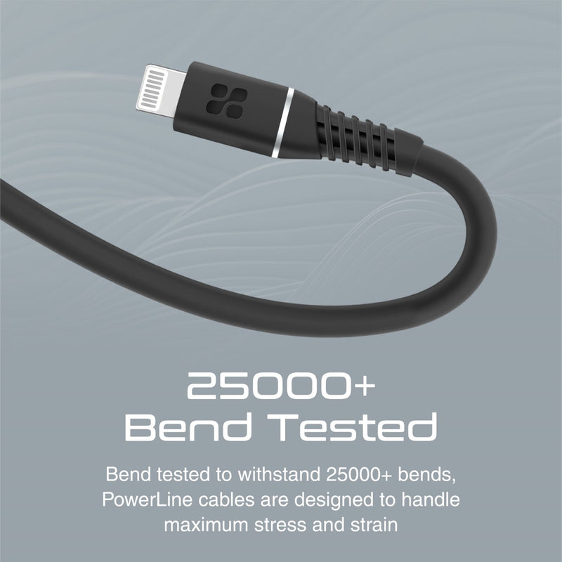 PROMATE Powerline -CI120 20W USB -C إلى كابل موصل البرق - الأسود - TJRR07D