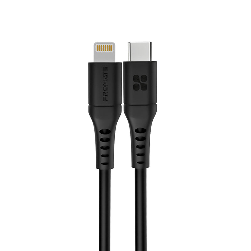 Promate PowerLink-120 20W Fast Charging Lightning Cable - Black - TJR24DL