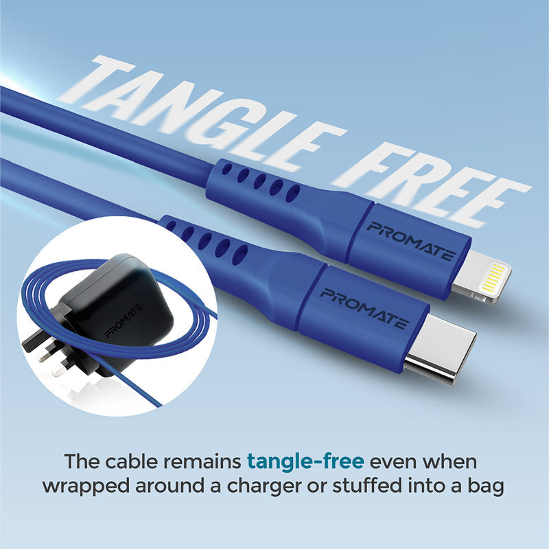PROMATE POWERLINK -120 20W شحن سريع كابل البرق - الأزرق - TJRGB35