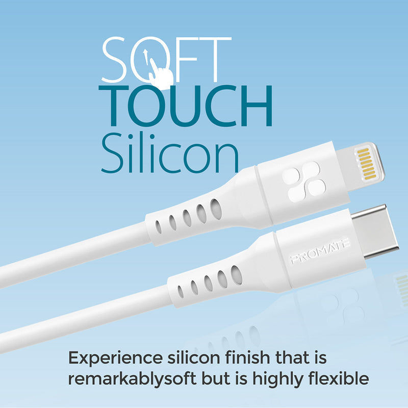 Promate PowerLink-120 20W Fast Charging Lightning Cable - White - TJRQ9I1
