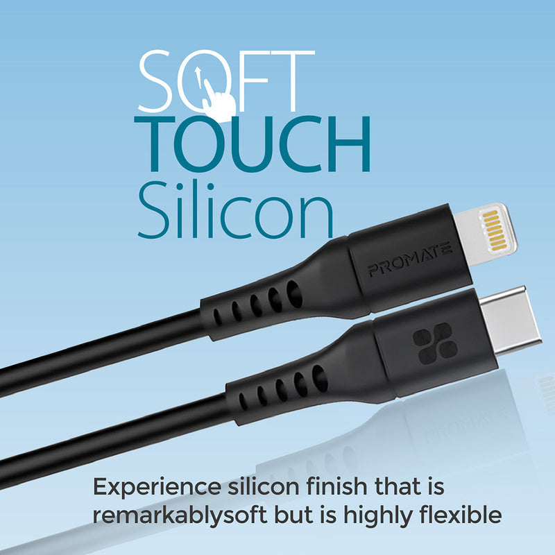 Promate PowerLink-200 20W Fast Charging Lightning Cable - Black - TJRAVOI