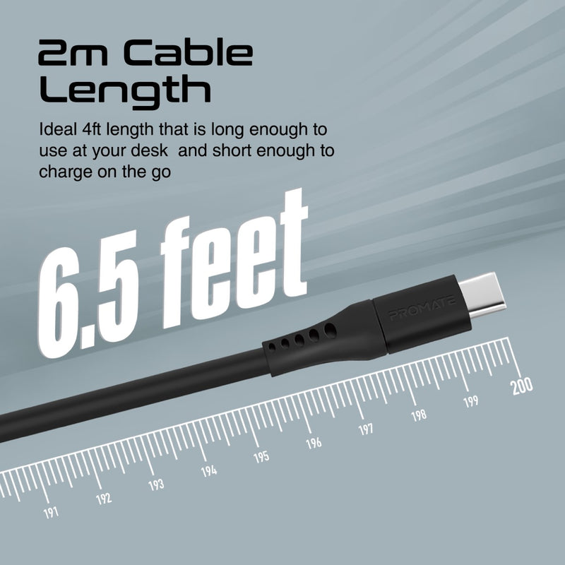 Promate PowerLink-AC200 Ultra-Fast USB-A to USB-C Cable - Black - TJRTSCE