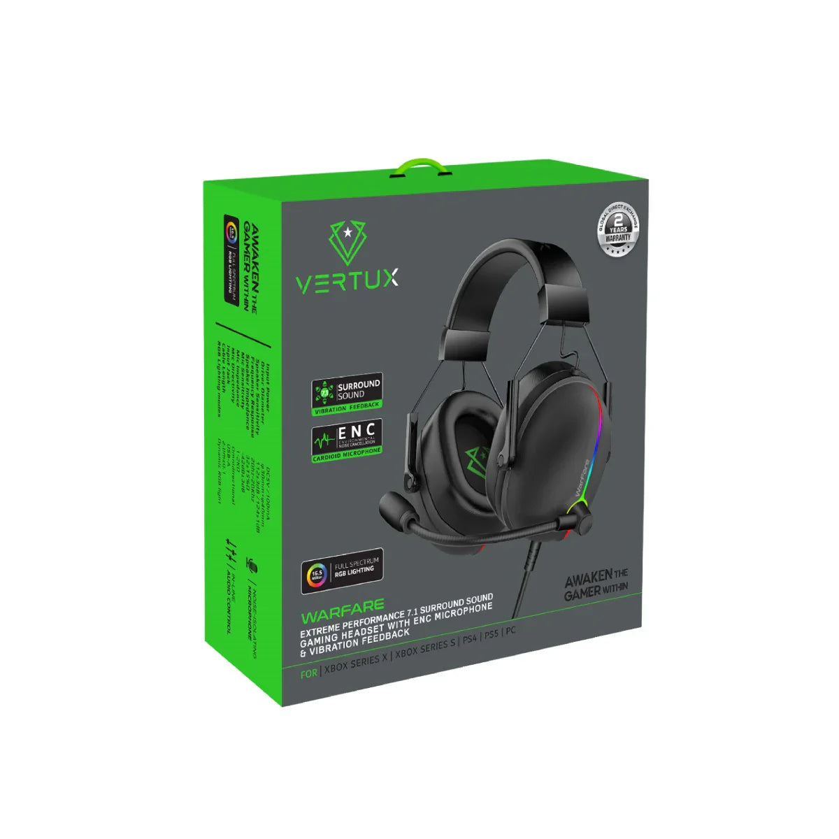 Vertux Extreme Performance 7.1 Surround Sound Gaming Headset - Black - TJRN3Q7