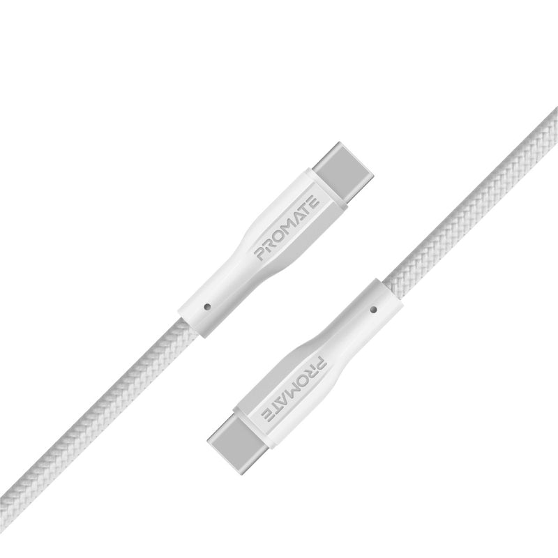 Promate xCord-CC High Tensile Data & Charge USB-C Cable - White - TJRGNLT