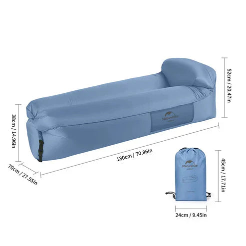 Naturehike Double Pillow Lazy Inflatable Sofa  - Blue (180*70*52)