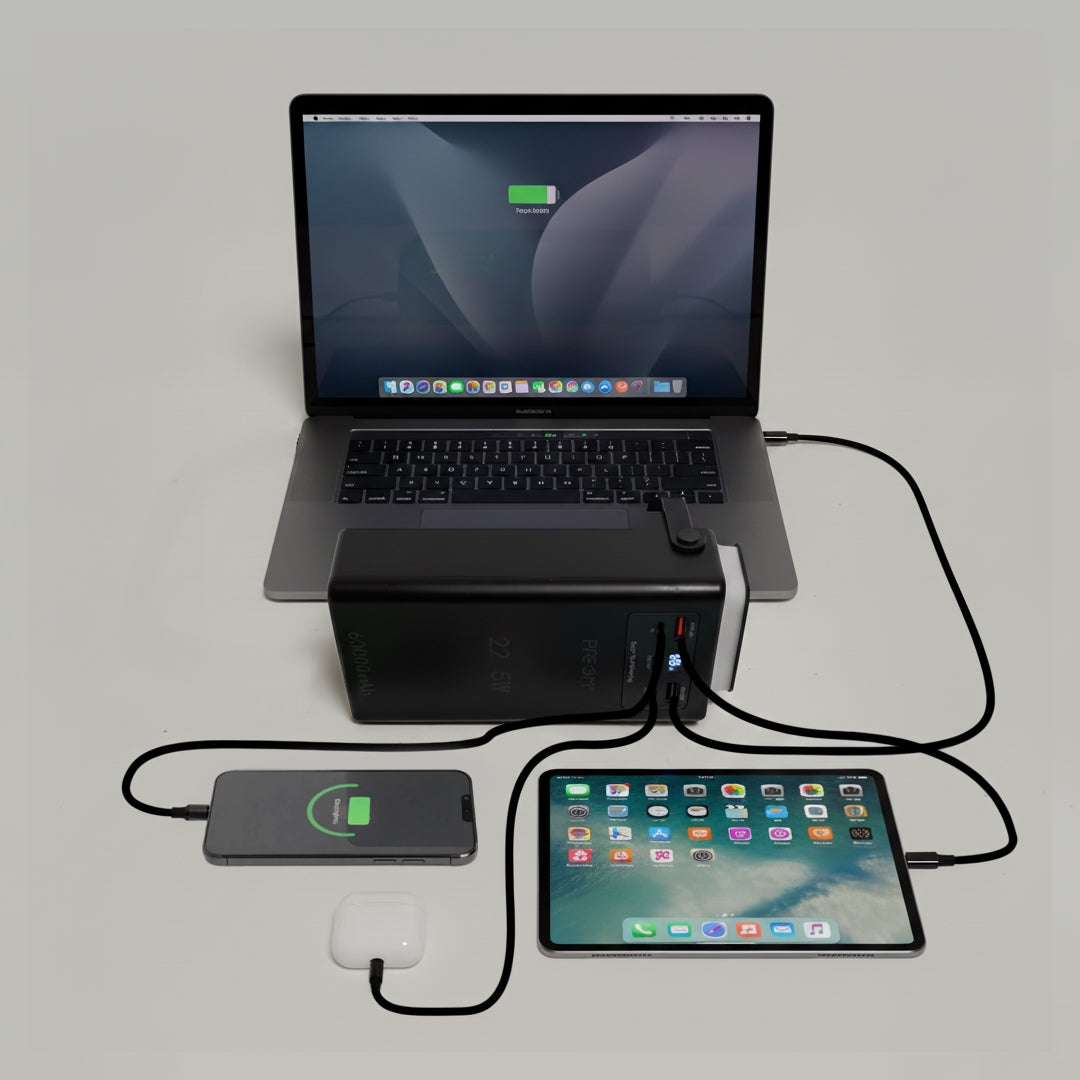 Preom 60000Mah Power Bank With Light And 4 Built-In Cables (7393196810210)