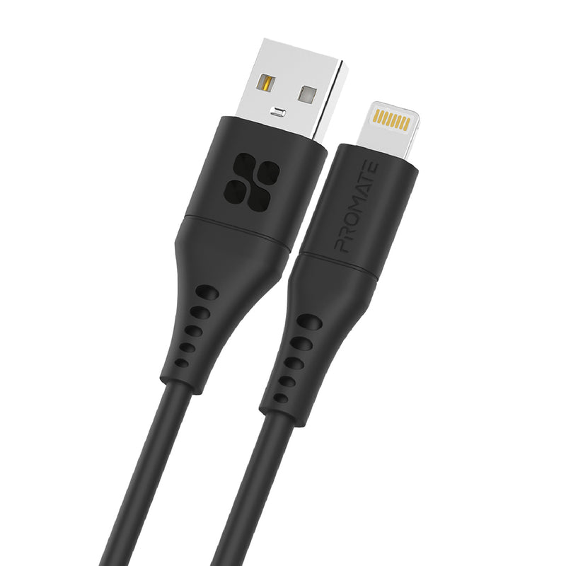 Promate PowerLink-Ai120 Ultra-Fast USB-A to Lightning Cable - Black - TJRV4TQ