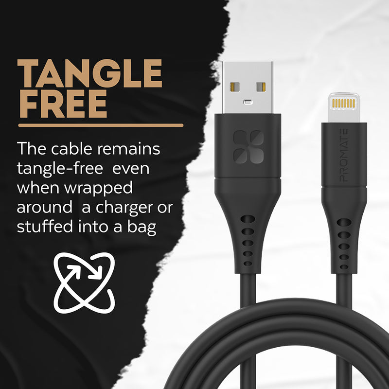 Pwertlink-AI120 UNTRA-FAST USB-A إلى كابل البرق-الأسود-TJRV4TQ