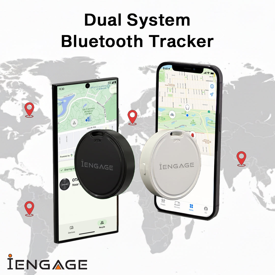 iEngage F8 Dual System Bluetooth Tracker ( Apple / Google Compatible)(Black)