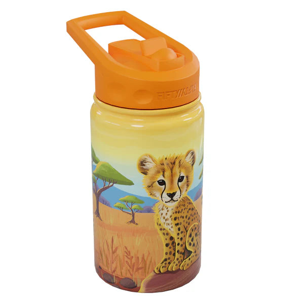 Fifty Fifty Kids Bottle with Straw Lid 350ML (Cheetah)