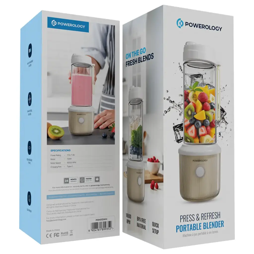 Powerology Press & Refresh Portable Blenderwhite