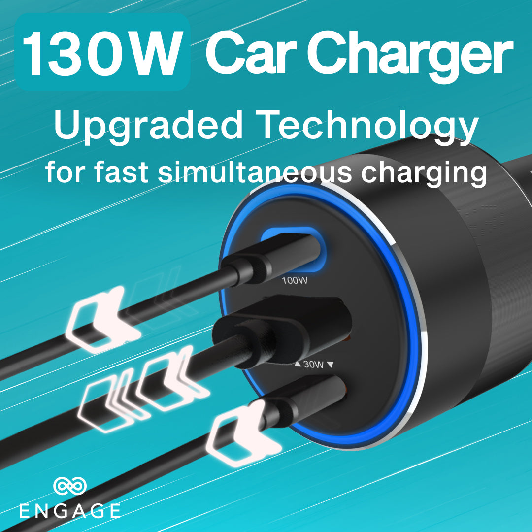 Engage 130W 3 Port Car Charger-X7CS