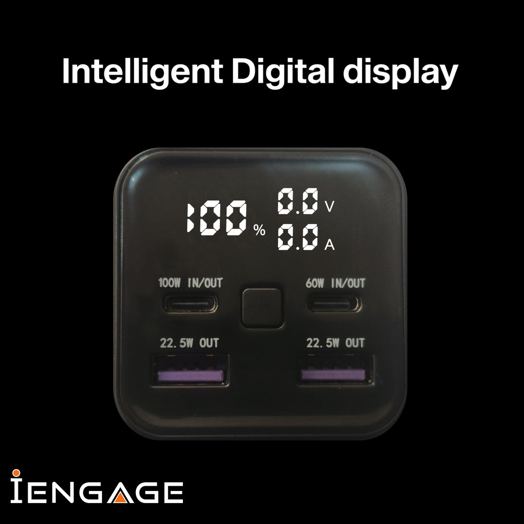iEngage 20000 mAh Portable Fast Charging Power bank with Led Display- Pd100W