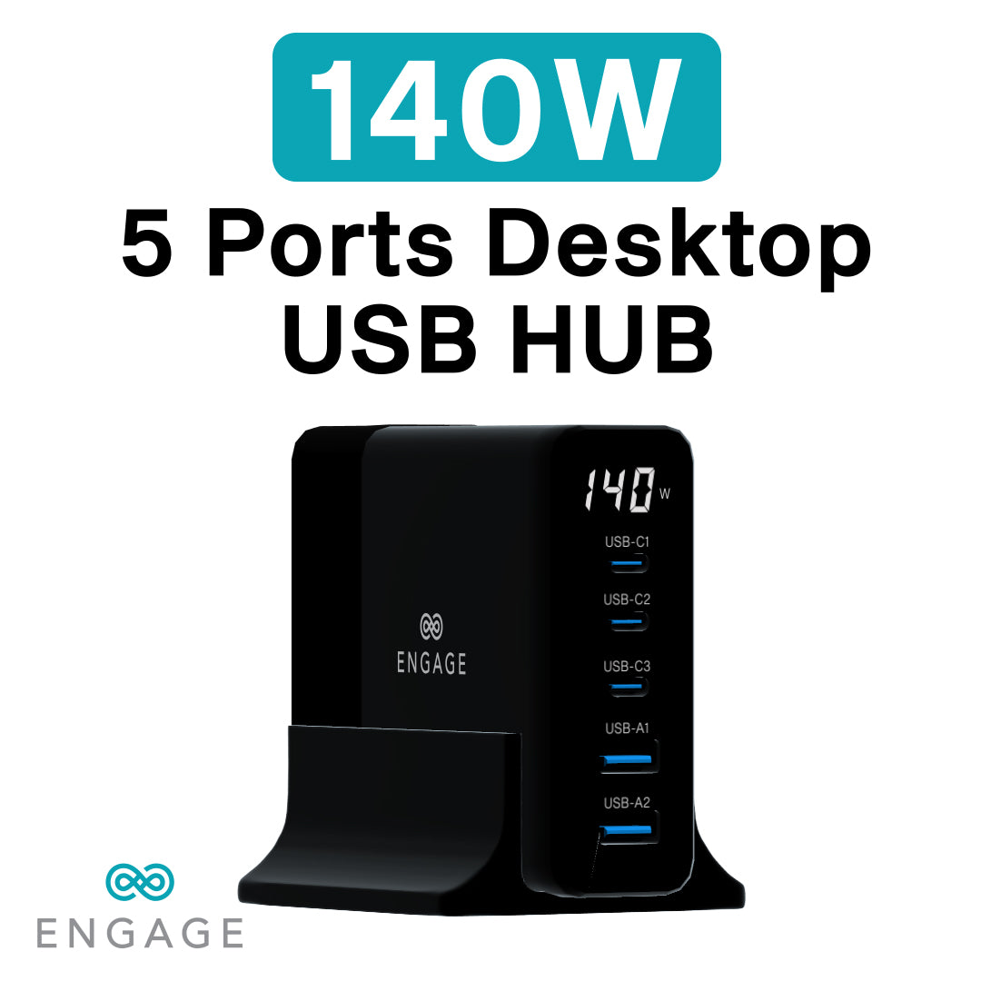 Engage 140W 5 Ports Desktop USB HUB/ Charger-BG5J