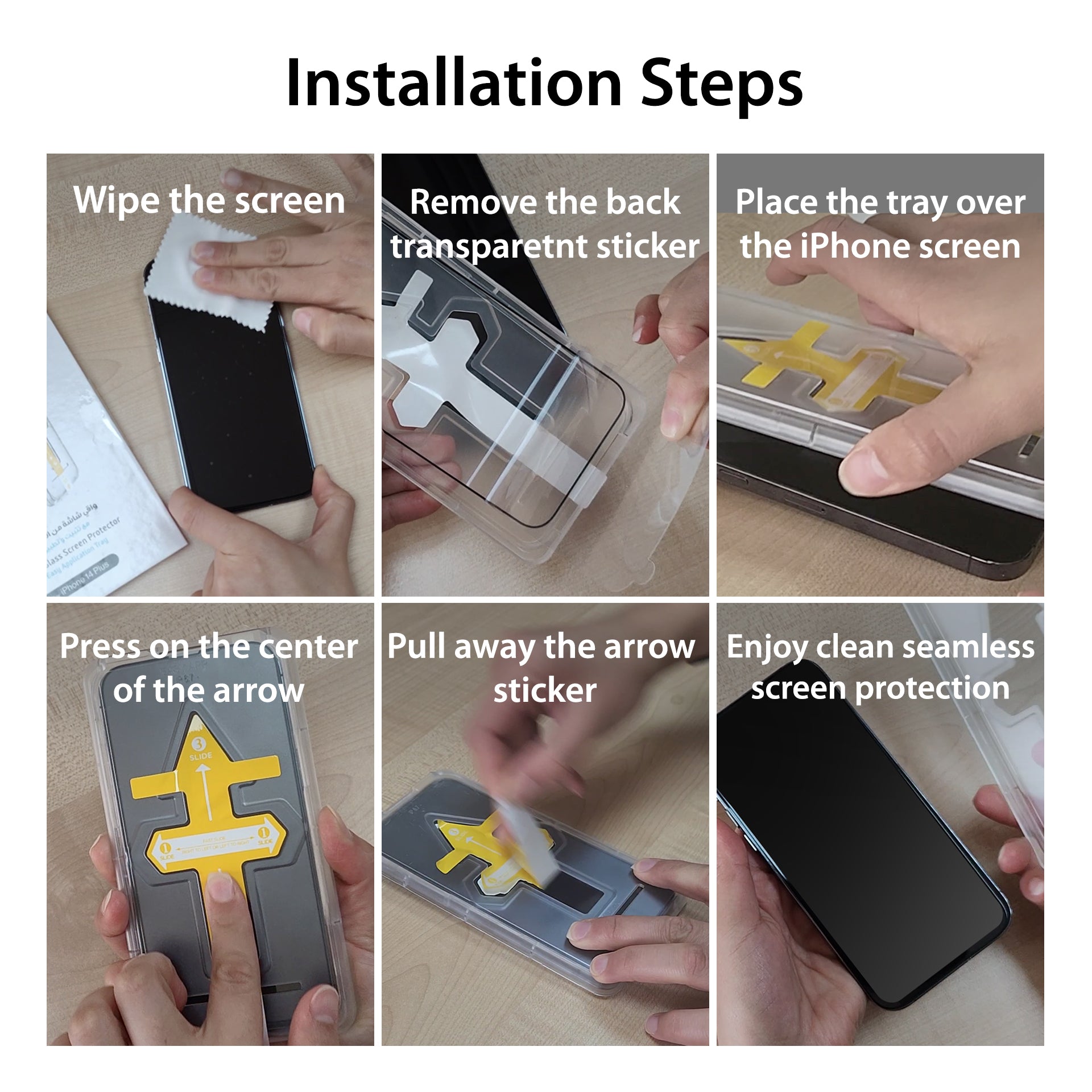 إشراك iPhone 15 Pro Ferged Glass مع Application Tray-V129