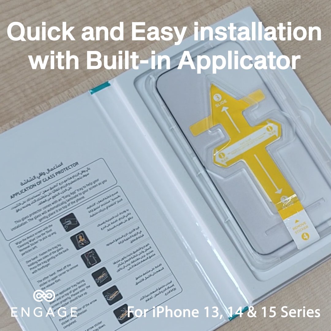 إشراك iPhone 15 Pro Ferged Glass مع Application Tray-V129